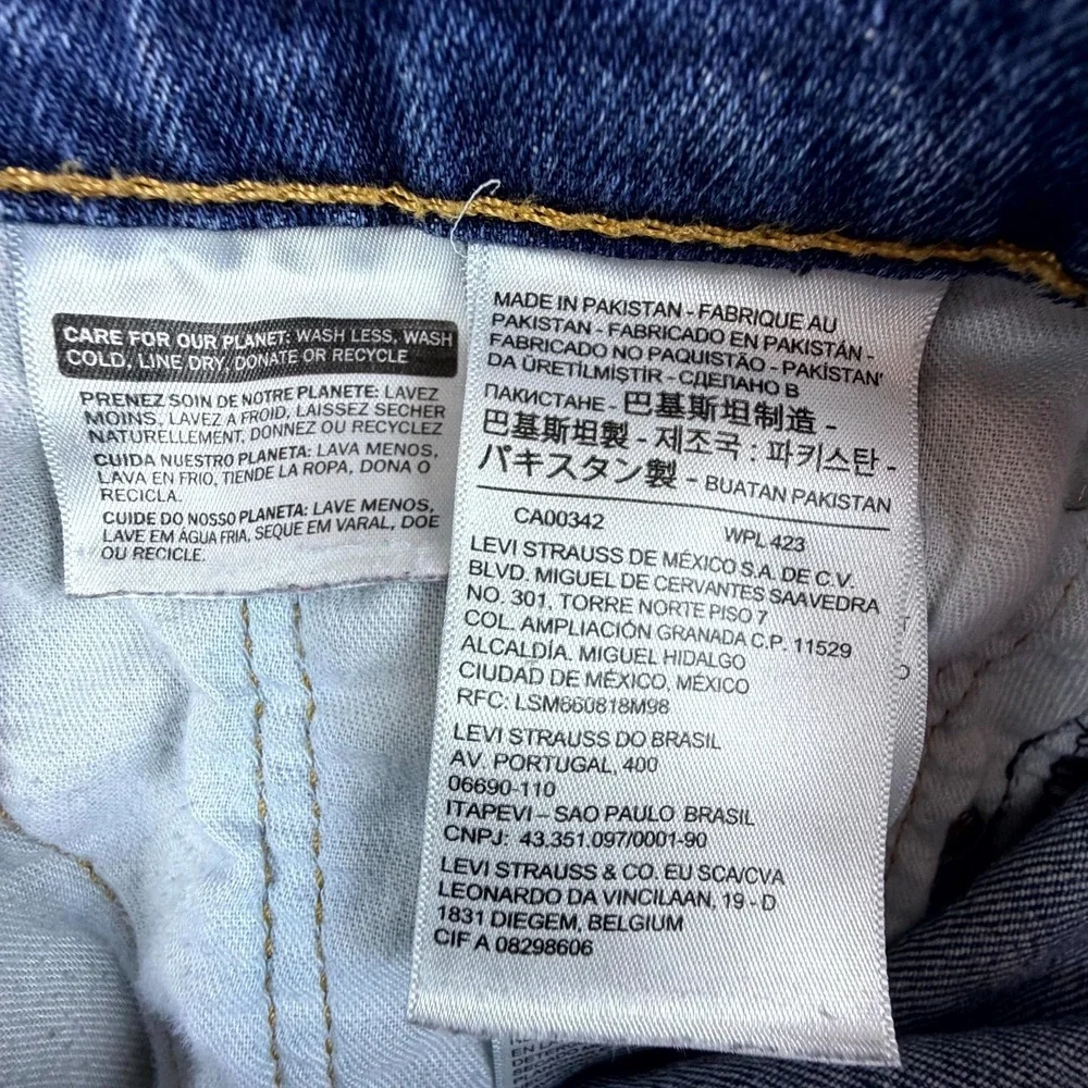 Levi's 505 Jeans Mens 32 Blue Denim Medium Wash Mid Rise Straight Leg Distressed